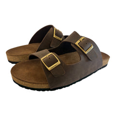 COLOURSOME Heritage — Premium Leather Two-Strap Comfort Sandal | Brown