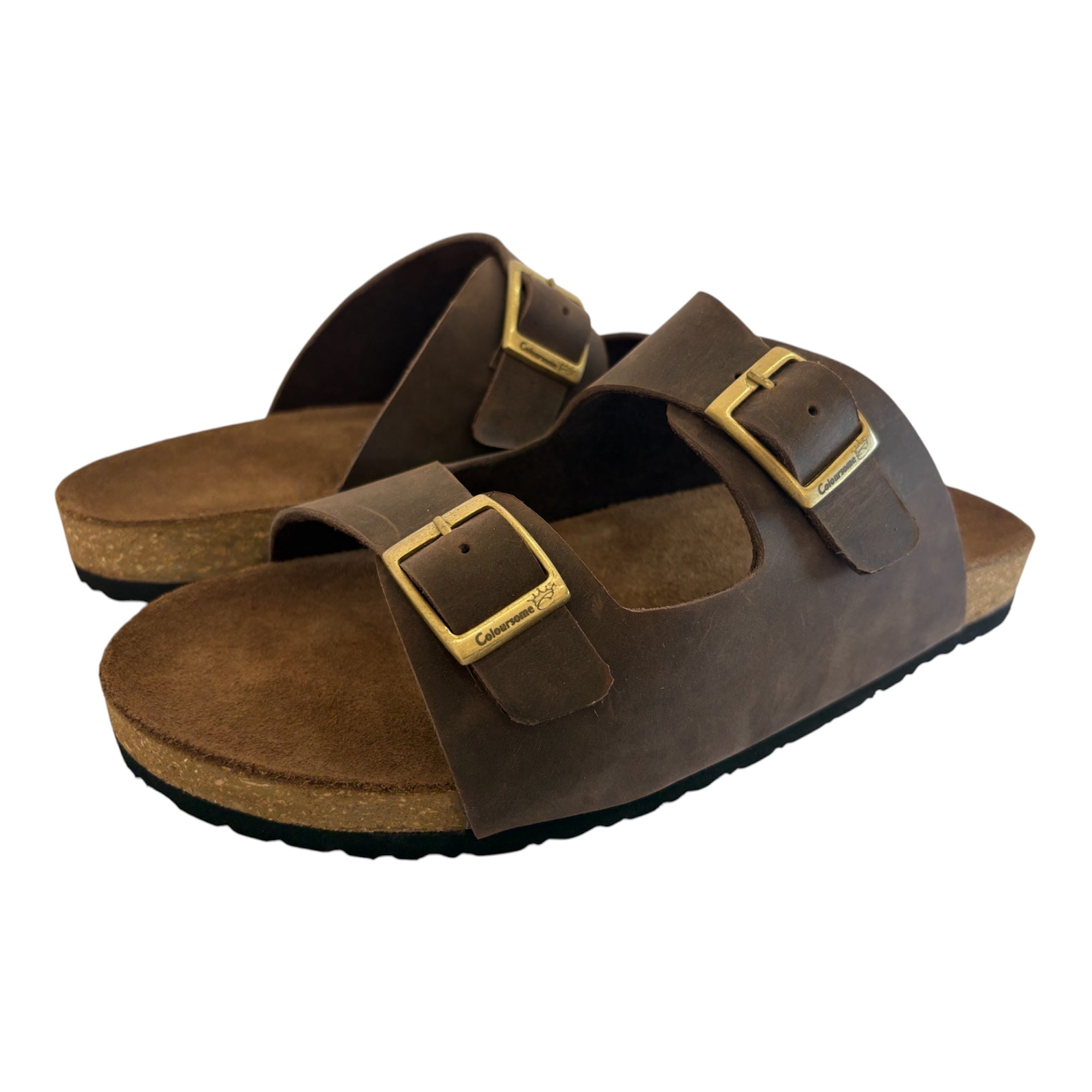 COLOURSOME Heritage — Premium Leather Two-Strap Comfort Sandal | Brown