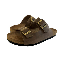 COLOURSOME Heritage — Premium Leather Two-Strap Comfort Sandal | Brown